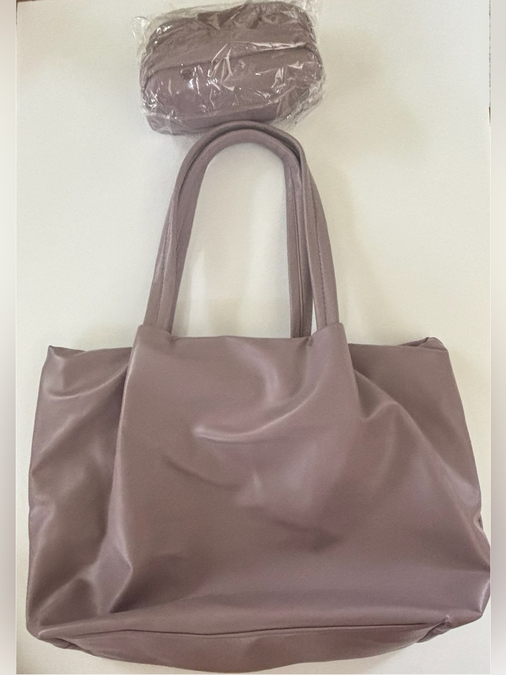 Neiman marcus soft faux leather purse bag w matching pouch NEVER USED